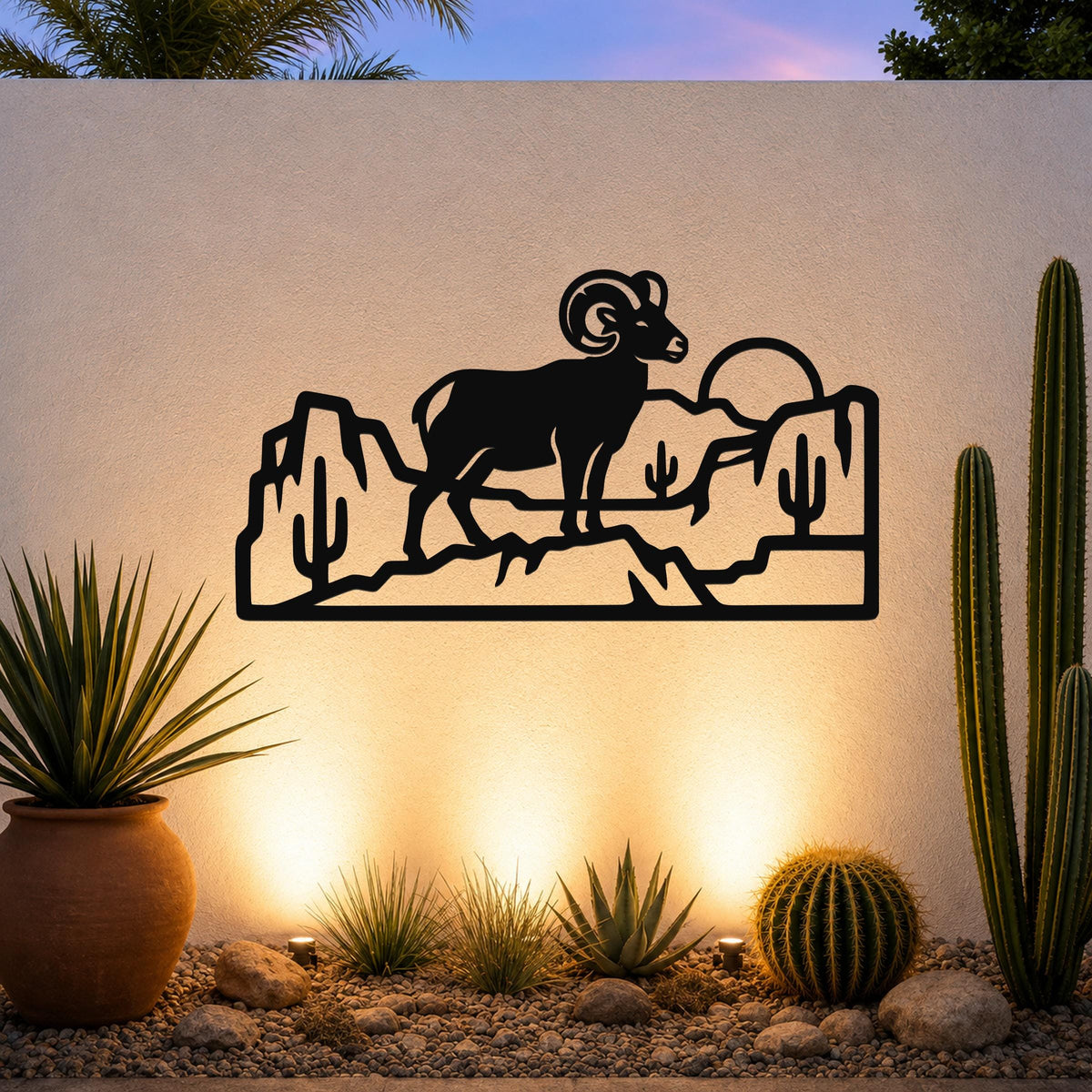 Bighorn Sheep Metal Wall Art: Curled Horn Sculpture, Rustic Mountain Wildlife | Weatherproof Steel, Indoor Outdoor, Cabin Decor