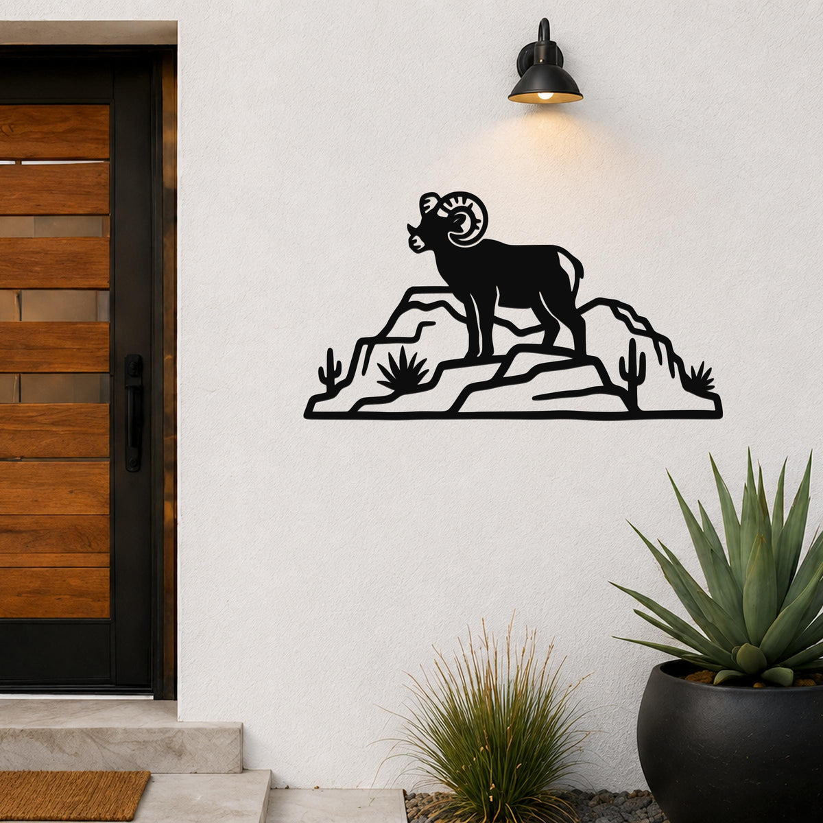 Bighorn Sheep Wall Art: Rustic Copper Silhouette - Weatherproof Metal, Indoor Outdoor, Western Wildlife Decor