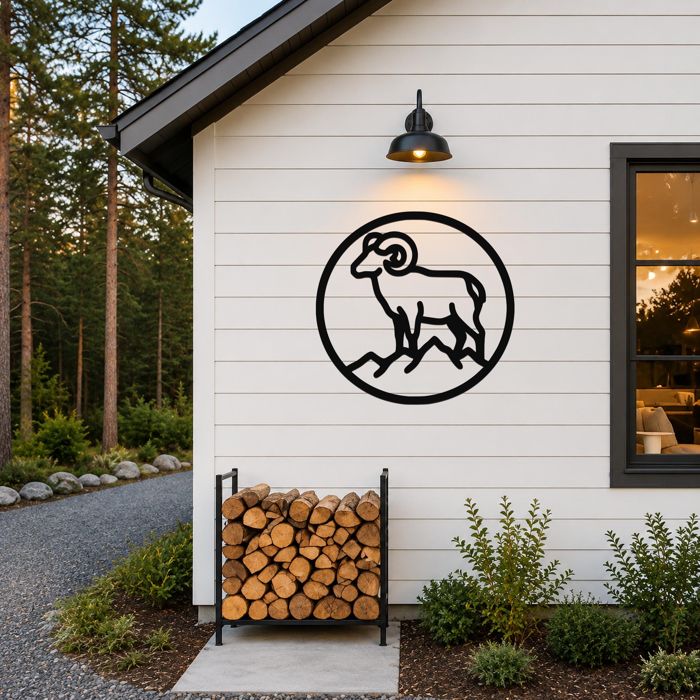 Bighorn Sheep Metal Wall Art: Southwestern Wildlife Sculpture, Weatherproof Steel (Indoor Outdoor, Rustic Cabin Accent)