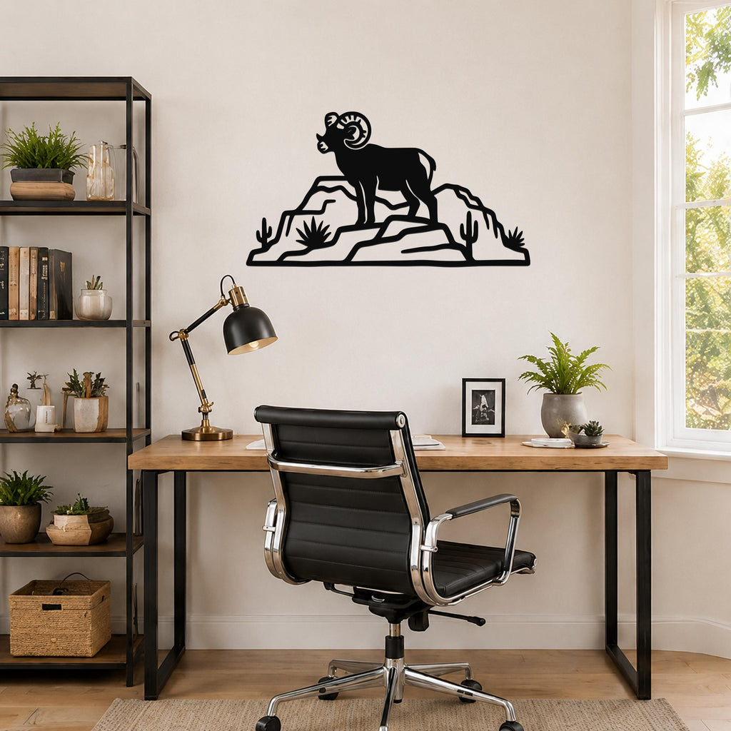 Bighorn Sheep Wall Art: Rustic Copper Silhouette - Weatherproof Metal, Indoor Outdoor, Western Wildlife Decor