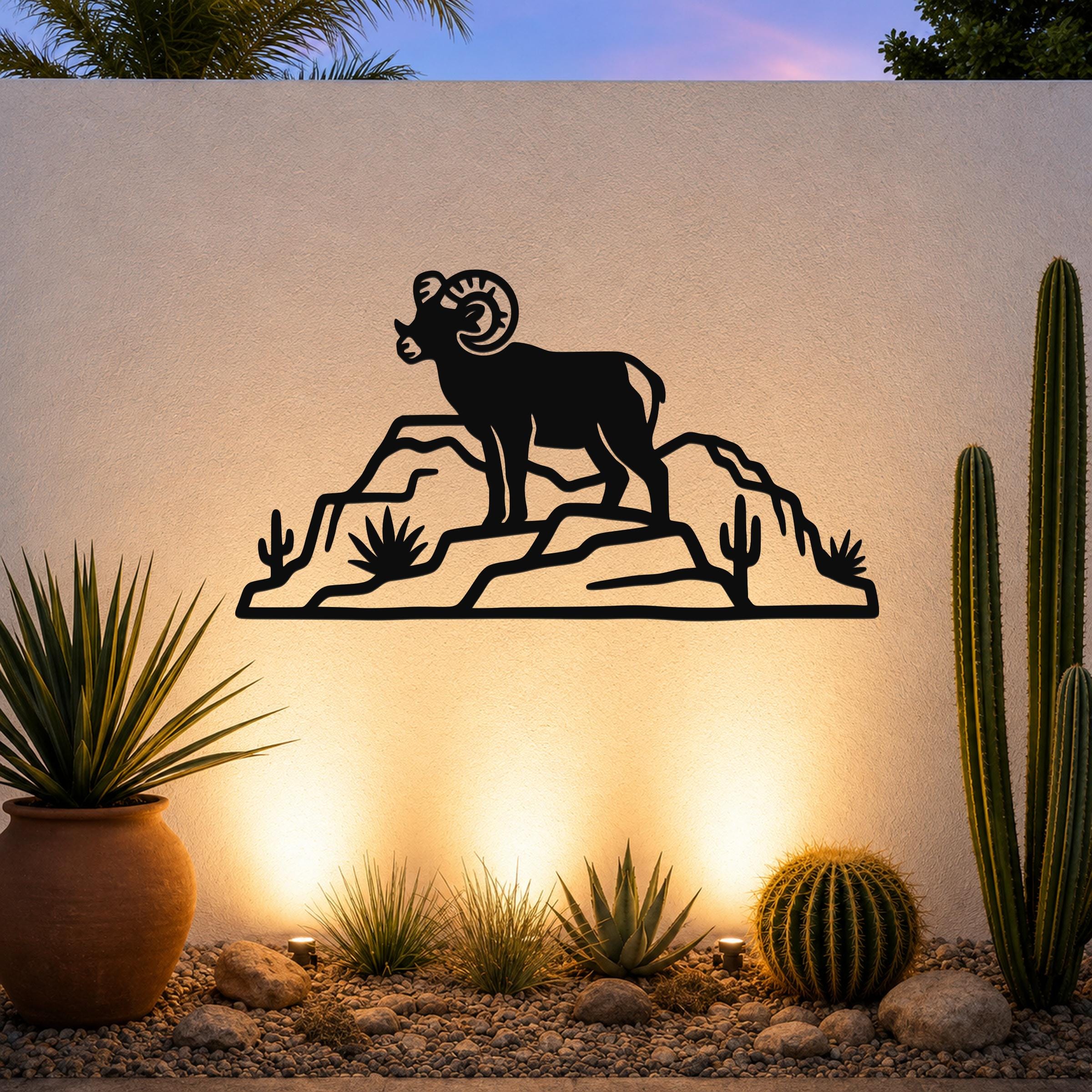 Bighorn Sheep Wall Art: Rustic Copper Silhouette - Weatherproof Metal, Indoor Outdoor, Western Wildlife Decor