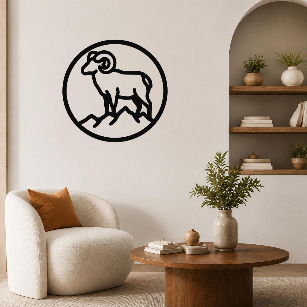 Bighorn Sheep Metal Wall Art: Southwestern Wildlife Sculpture, Weatherproof Steel (Indoor Outdoor, Rustic Cabin Accent)