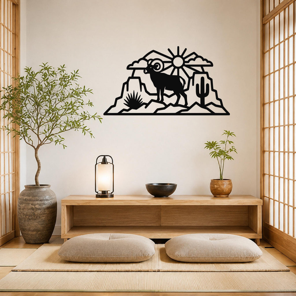 Bighorn Sheep Metal Wall Art: Western Rustic Wildlife Decor, Weatherproof Steel (Durable 16 Gauge, Indoor Outdoor)