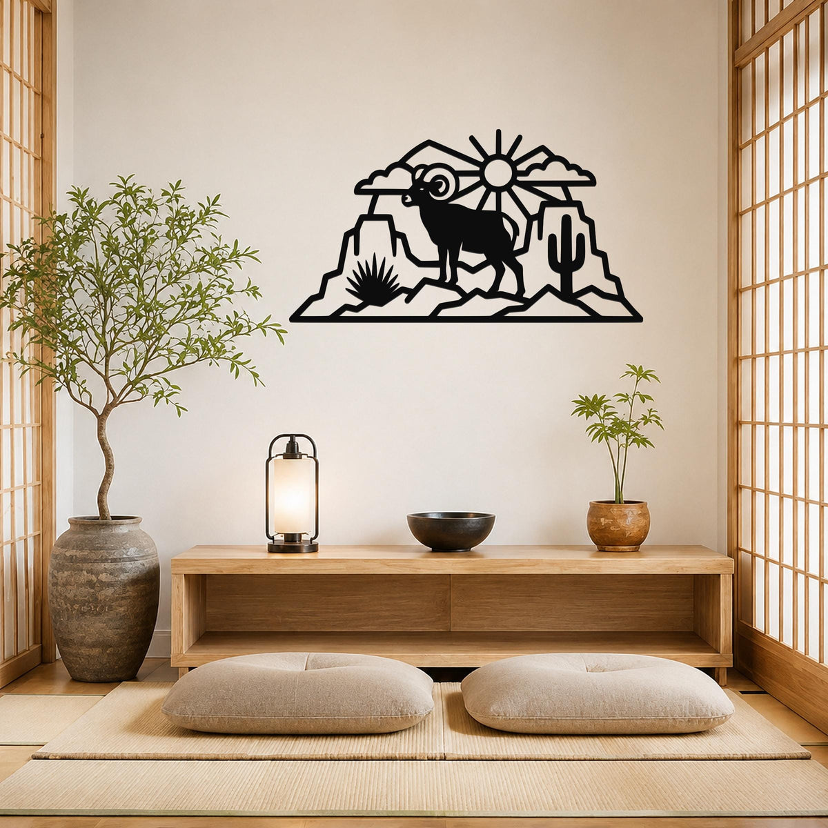 Bighorn Sheep Metal Wall Art: Western Rustic Wildlife Decor, Weatherproof Steel (Durable 16 Gauge, Indoor Outdoor)