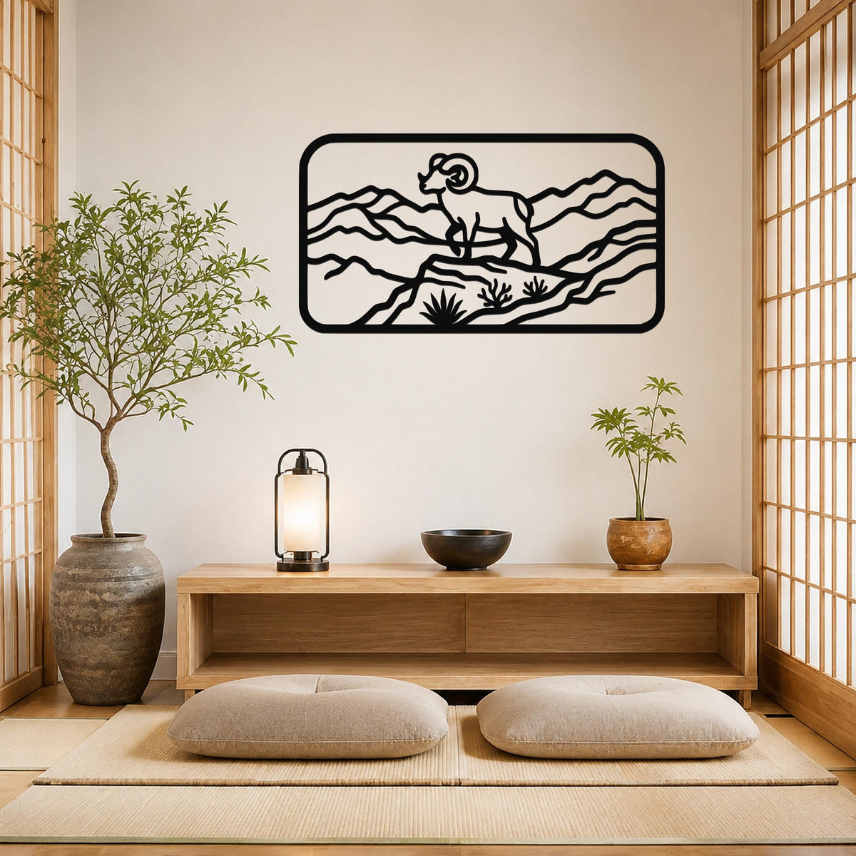 Bighorn Sheep Metal Bold Organic Design: Weatherproof Steel Wall Art, Indoor Outdoor | Mountain Wildlife Decor, Sculptural | Rustic Western