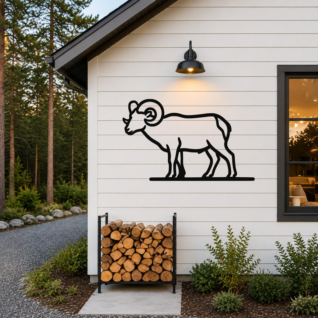 Bighorn Sheep Metal Wall Art - Southwestern Wildlife Sculpture, Bold Organic Design, Weatherproof Steel, Indoor Outdoor Display