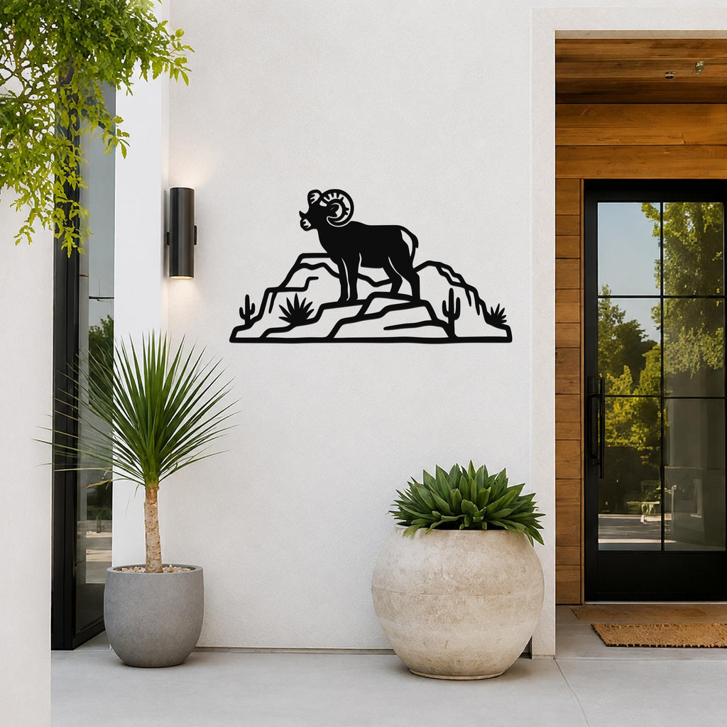 Bighorn Sheep Wall Art: Rustic Copper Silhouette - Weatherproof Metal, Indoor Outdoor, Western Wildlife Decor