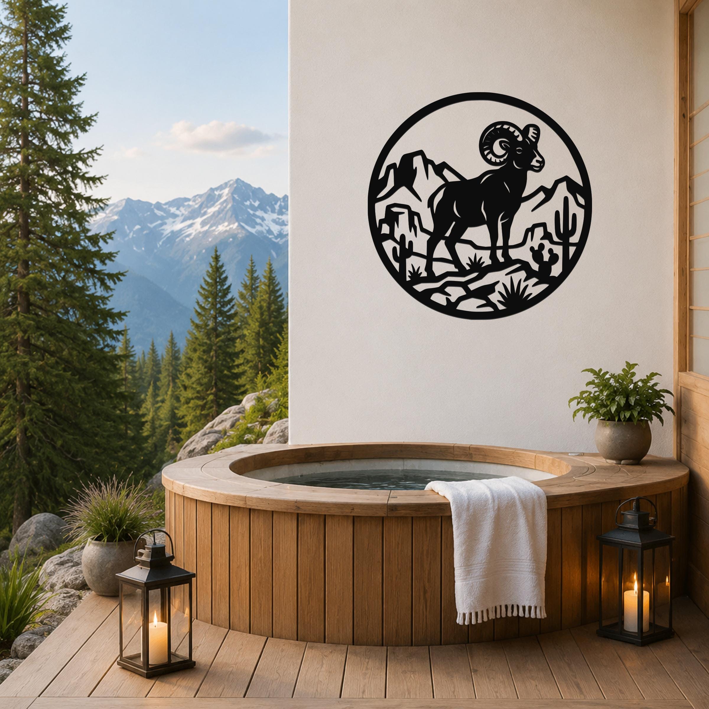 Bighorn Sheep Metal Wall Art: Desert Mountain Silhouette, Rugged Western Wildlife | Weatherproof Steel, Indoor Outdoor | Bold Organic Design