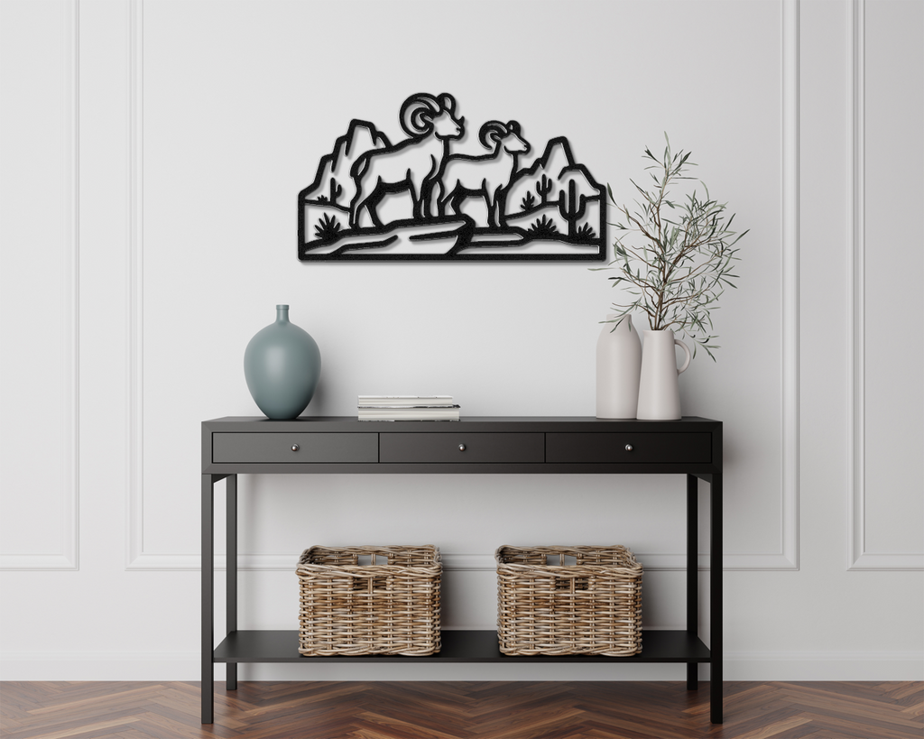 Bighorn Sheep Metal Wall Art: Western Wildlife Design, Weatherproof Steel (Rustic Cabin Decor, Indoor Outdoor Display)