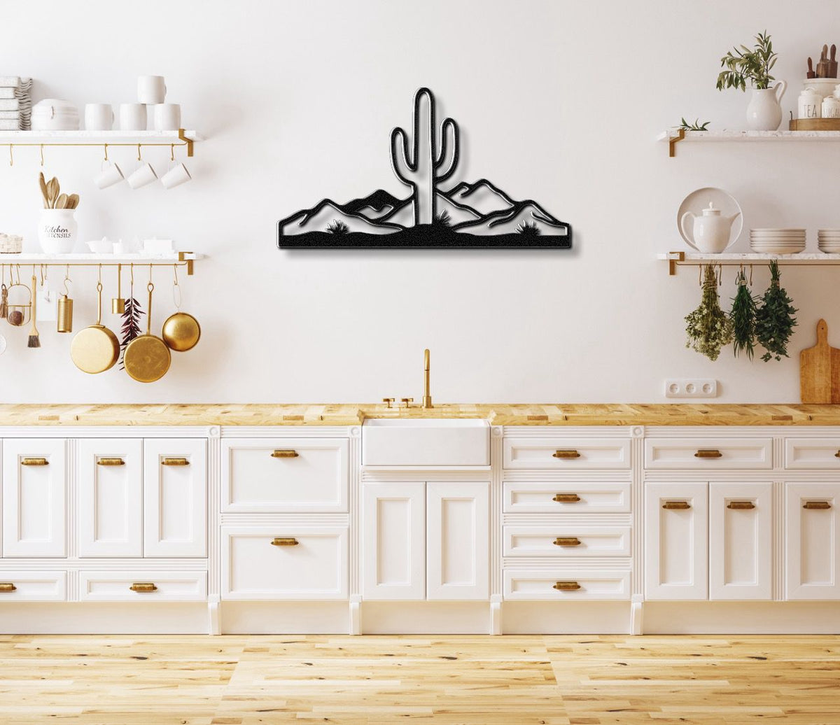 Desert Rugged Beauty Metal Wall Art: Southwestern Landscape Silhouette, Weatherproof Powder-Coated Steel (Indoor Outdoor, Rustic Charm)