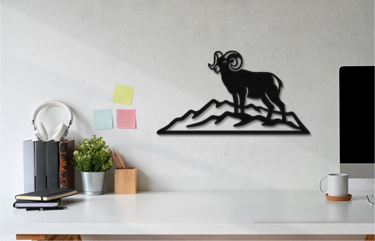 Bighorn Sheep Metal Wall Art: Bold Organic Design - Weatherproof Steel, Indoor Outdoor, Western Rustic Accent