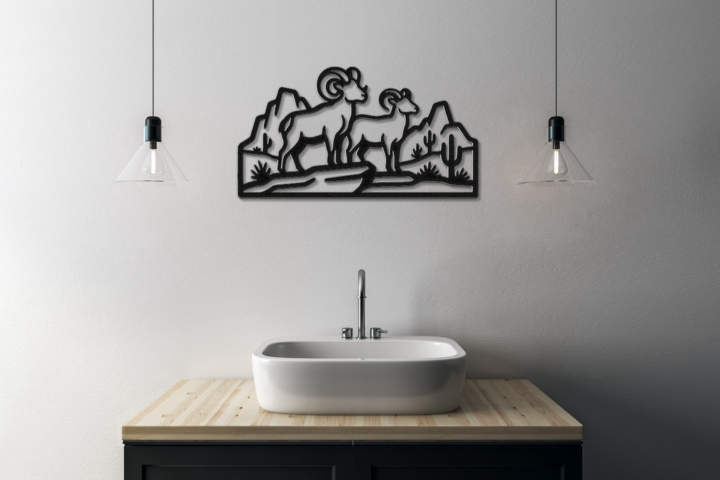 Bighorn Sheep Metal Wall Art: Western Wildlife Design, Weatherproof Steel (Rustic Cabin Decor, Indoor Outdoor Display)