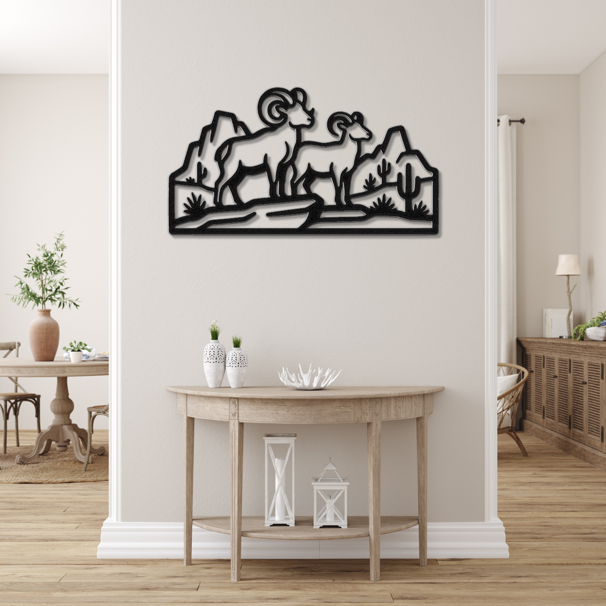 Bighorn Sheep Metal Wall Art: Western Wildlife Design, Weatherproof Steel (Rustic Cabin Decor, Indoor Outdoor Display)