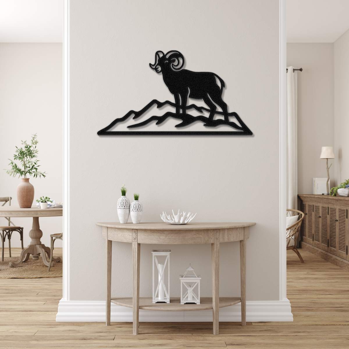 Bighorn Sheep Metal Wall Art: Bold Organic Design - Weatherproof Steel, Indoor Outdoor, Western Rustic Accent